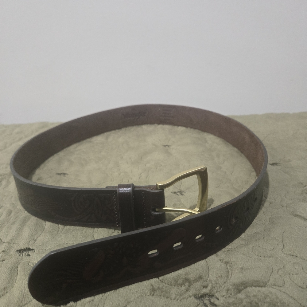Wrangler Brown Embossed Leather Belt